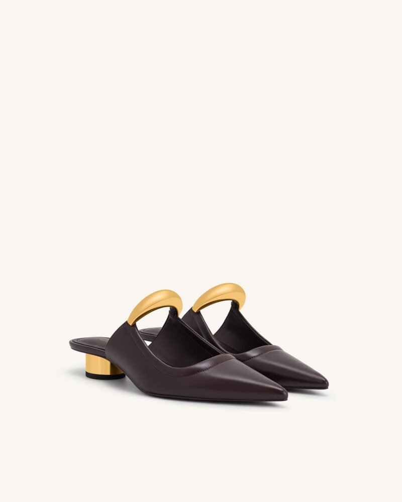 Helena  Pierced Mules- Claret Red - Image 4
