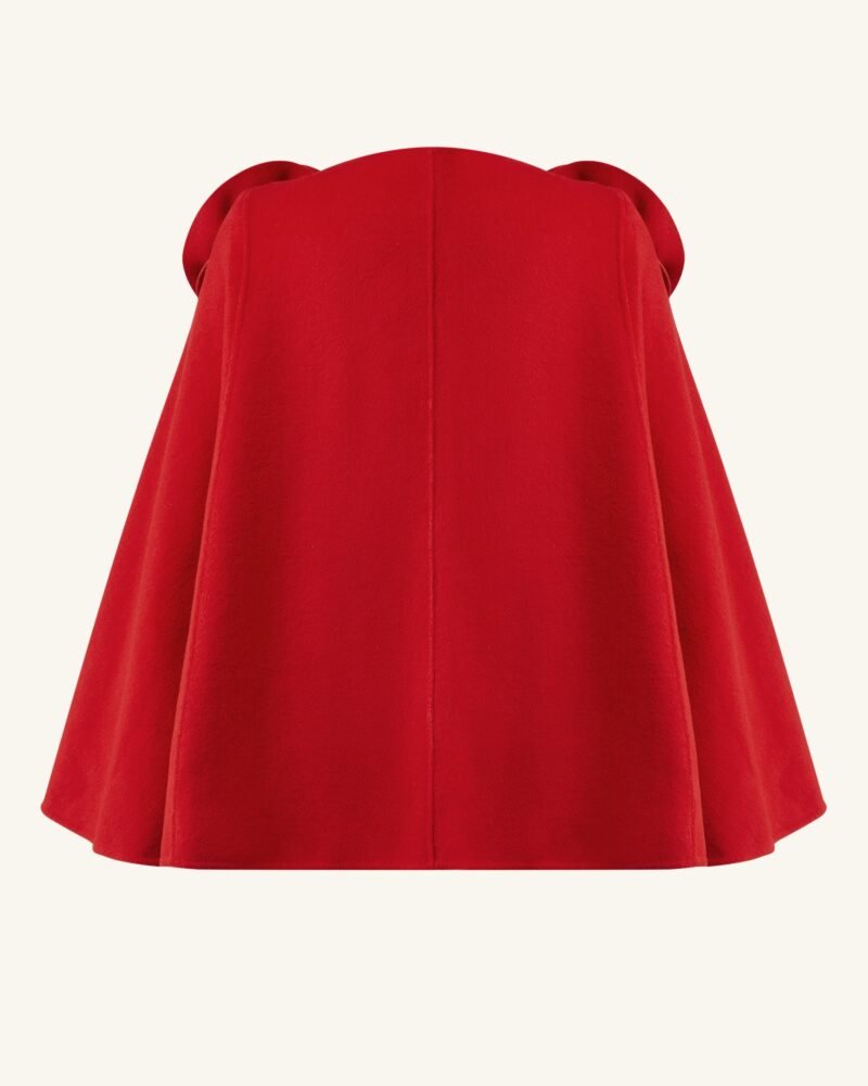 Clara Floral Applique Cape Coat - Red - Image 3