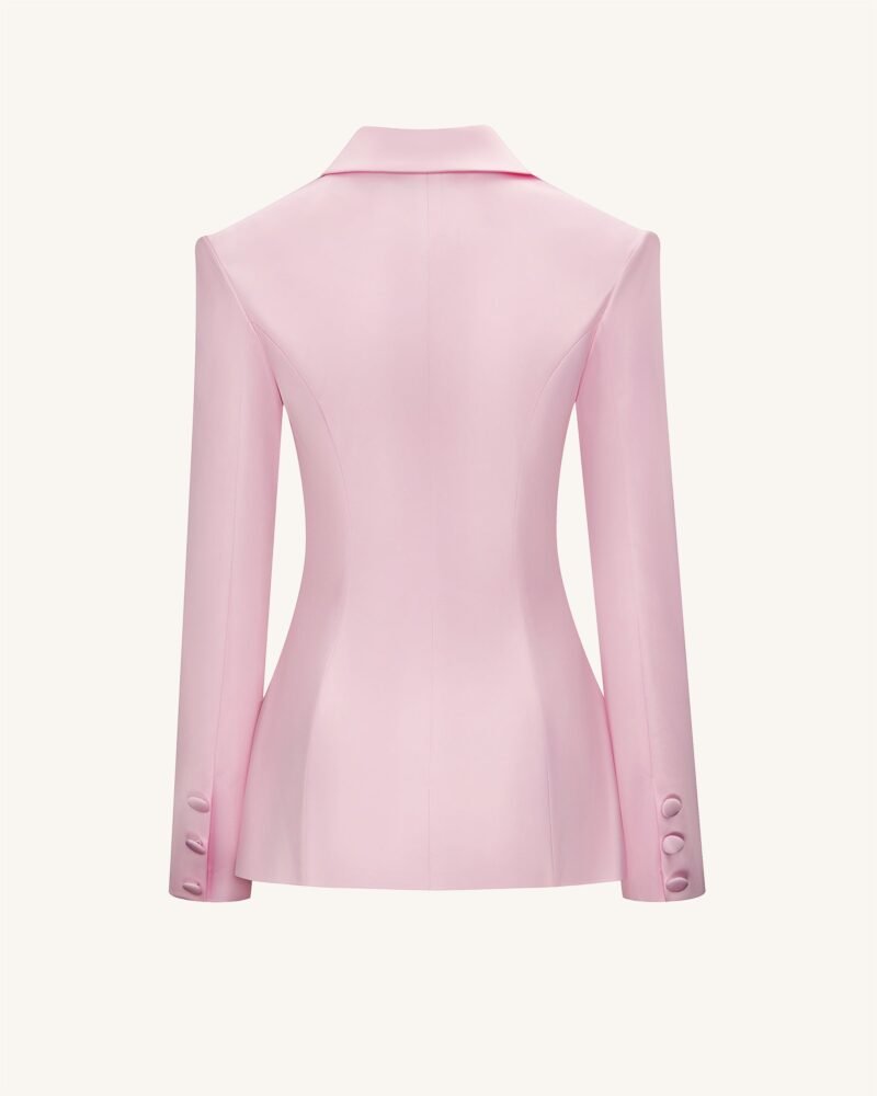 Lily Satin Double-Breasted Blazer Suit  - Pink - Image 5