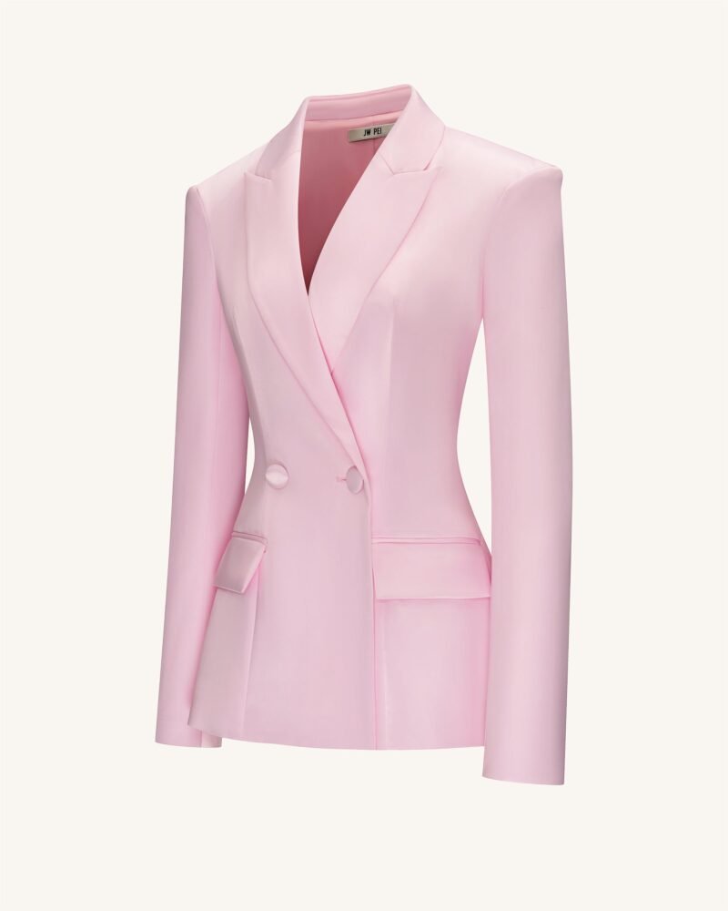Lily Satin Double-Breasted Blazer Suit  - Pink - Image 4
