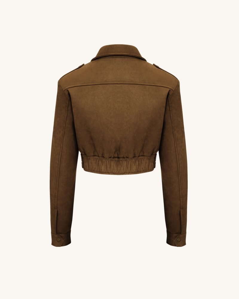 Adeline  Faux Suede Jacket - Brown - Image 4