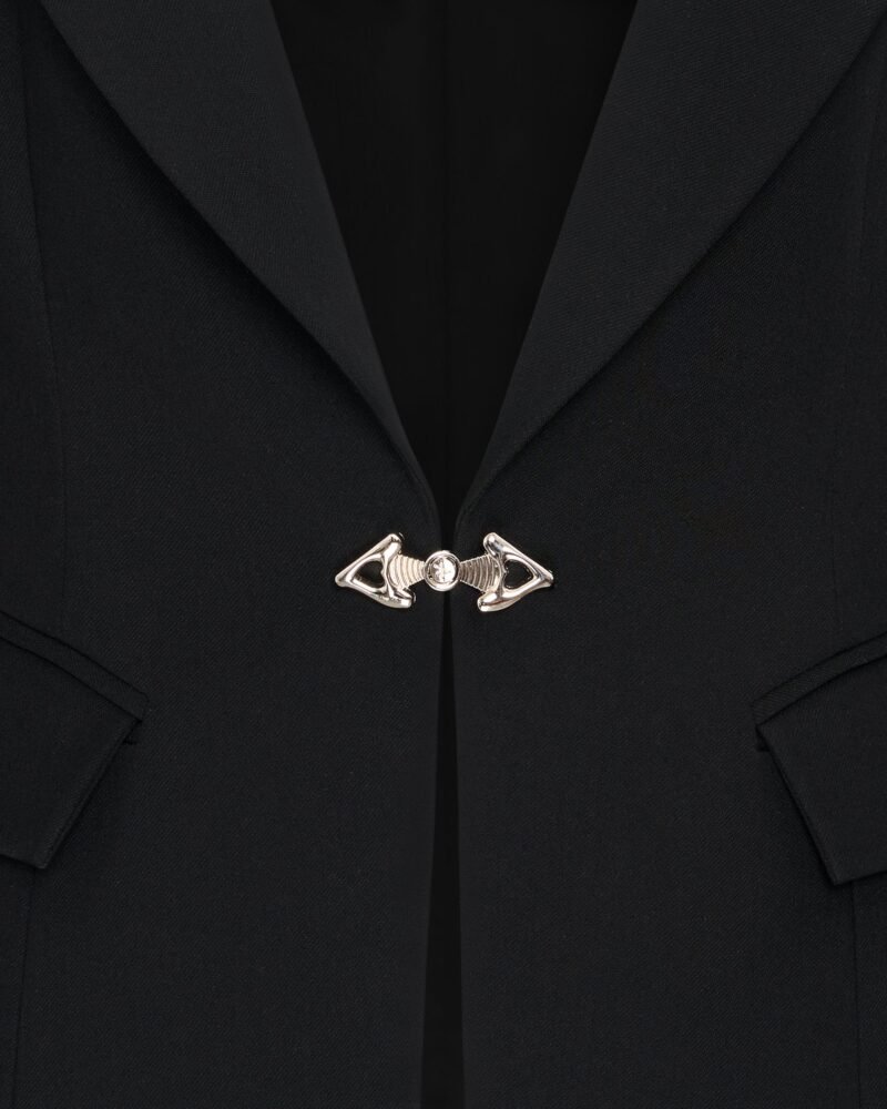 Layla Lock Buckle Deep-V Blazer - Black - Image 7