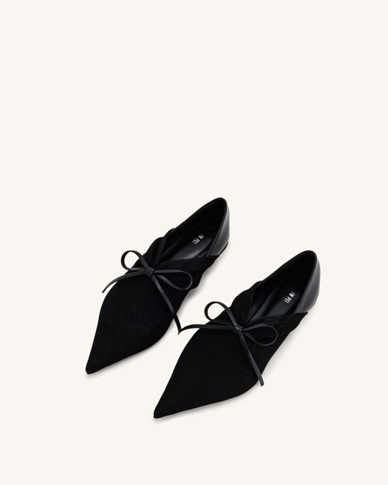 Reilly Fishnet Ballerina Flats - Black - Image 4