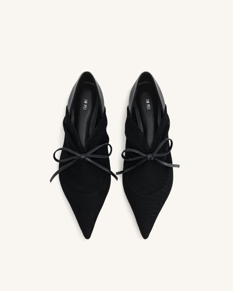 Reilly Fishnet Ballerina Flats - Black - Image 3