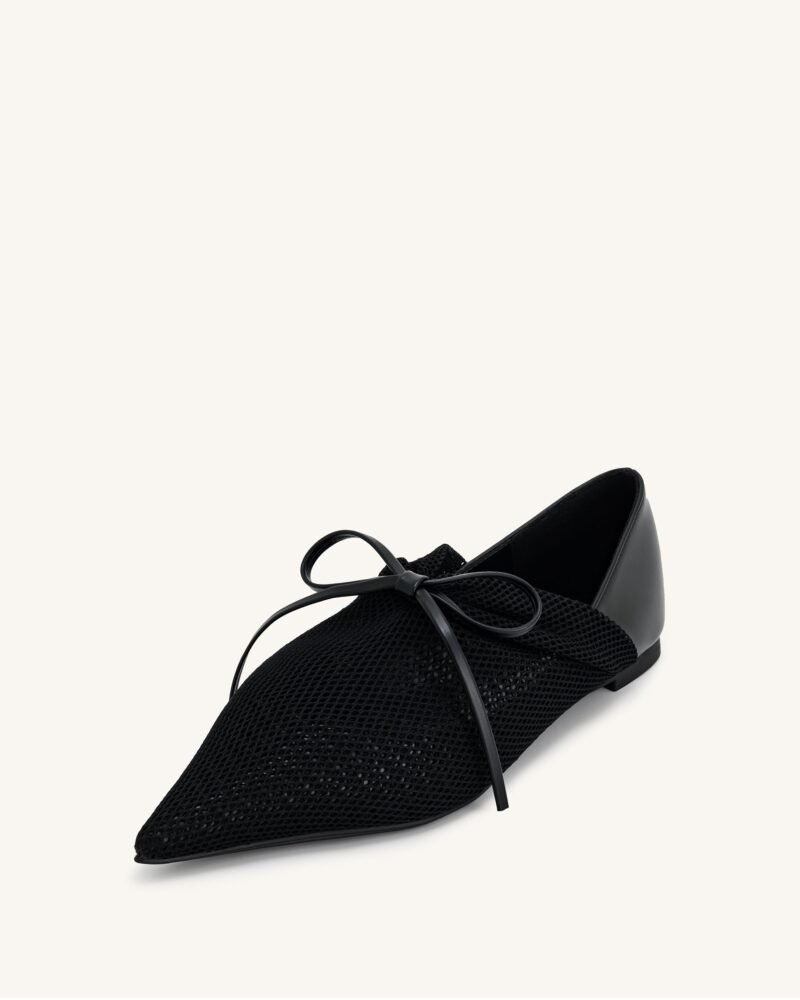 Reilly Fishnet Ballerina Flats - Black - Image 6