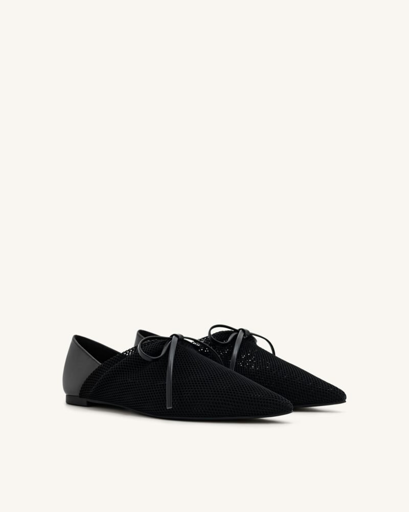 Reilly Fishnet Ballerina Flats - Black - Image 2
