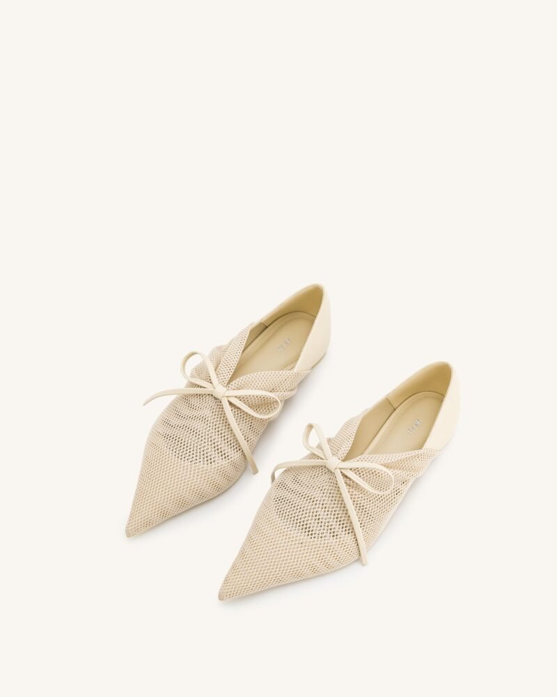 Reilly Fishnet Ballerina Flats - Beige - Image 4