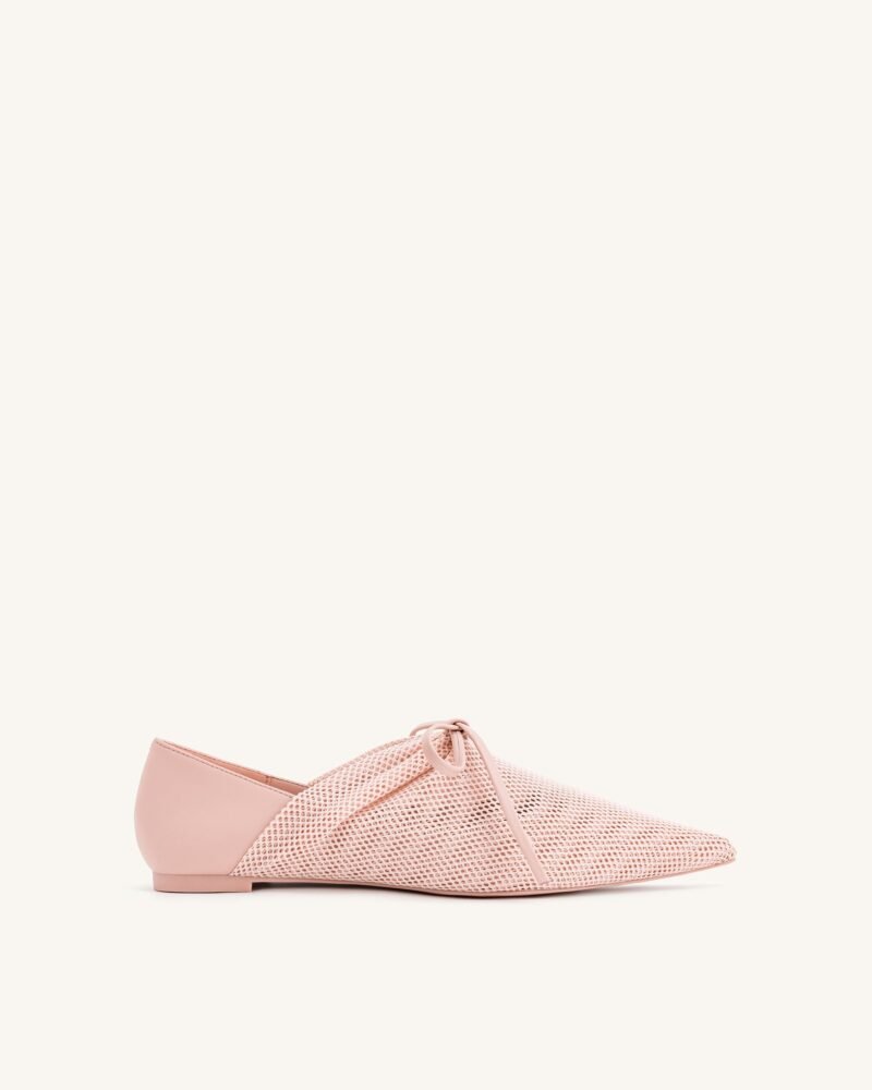 Reilly Fishnet Ballerina Flats - Pink Beige - Image 1