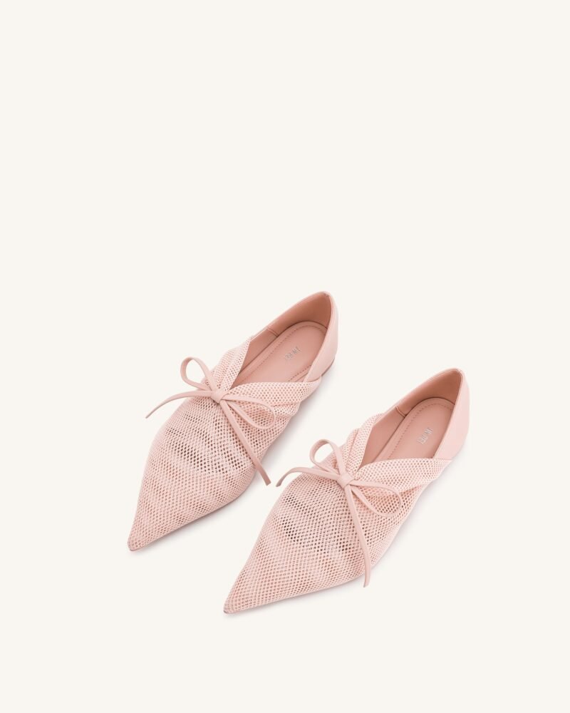 Reilly Fishnet Ballerina Flats - Pink Beige - Image 4