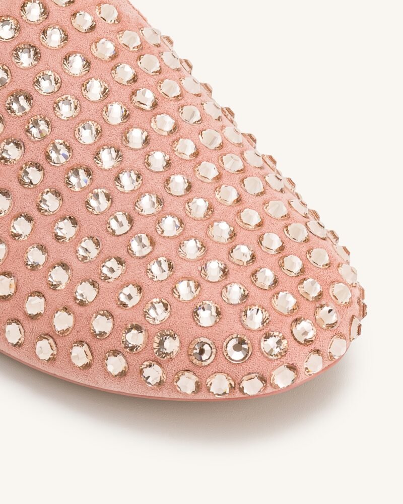 Athena Artificial Crystal Flat Mules - Pink Beige - Image 4