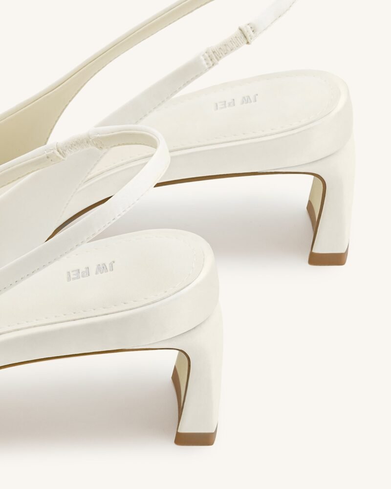 Queena Floral Appliques Slingback Pumps - Ivory White - Image 5