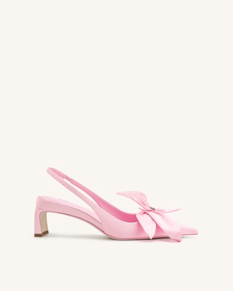 Queena Floral Appliques Slingback Pumps - Pink - Image 1
