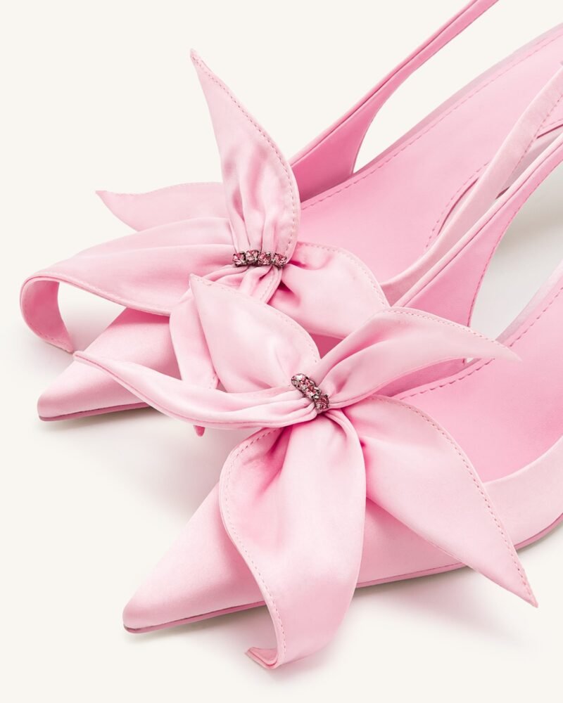 Queena Floral Appliques Slingback Pumps - Pink - Image 6