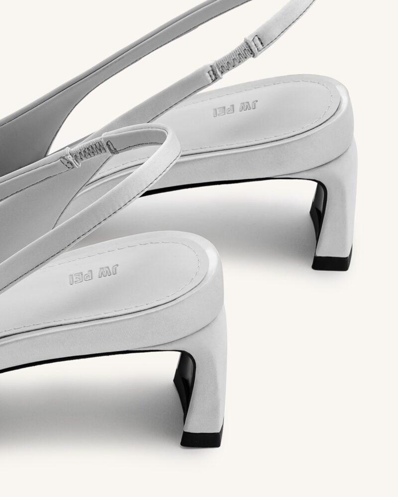 Queena Floral Appliques Slingback Pumps - Silver - Image 6