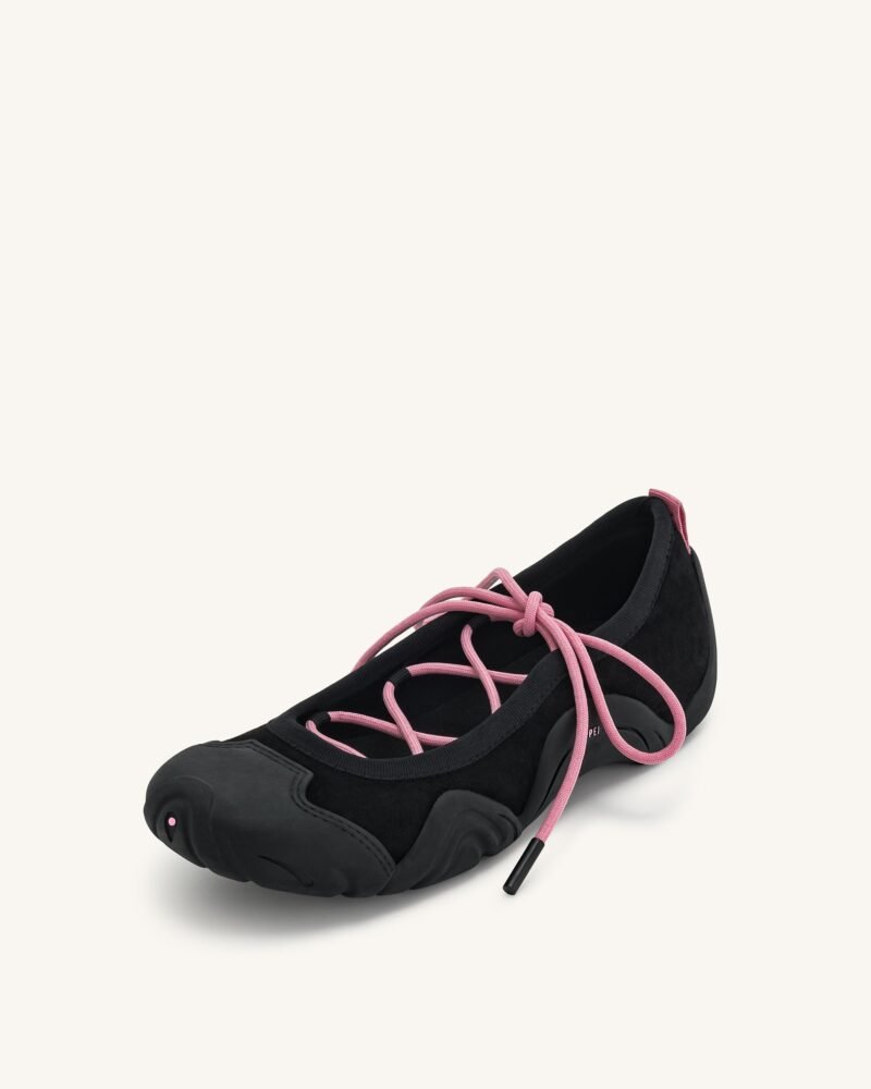 Caitlin Lace-up Ballerina Sneakers  - Black - Image 5