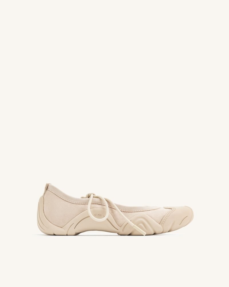 Caitlin Lace-up Ballerina Sneakers  - Beige - Image 1