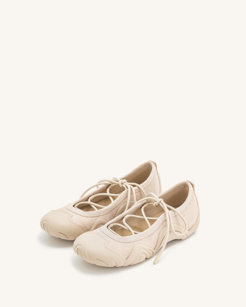 Caitlin Lace-up Ballerina Sneakers  - Beige - Image 2