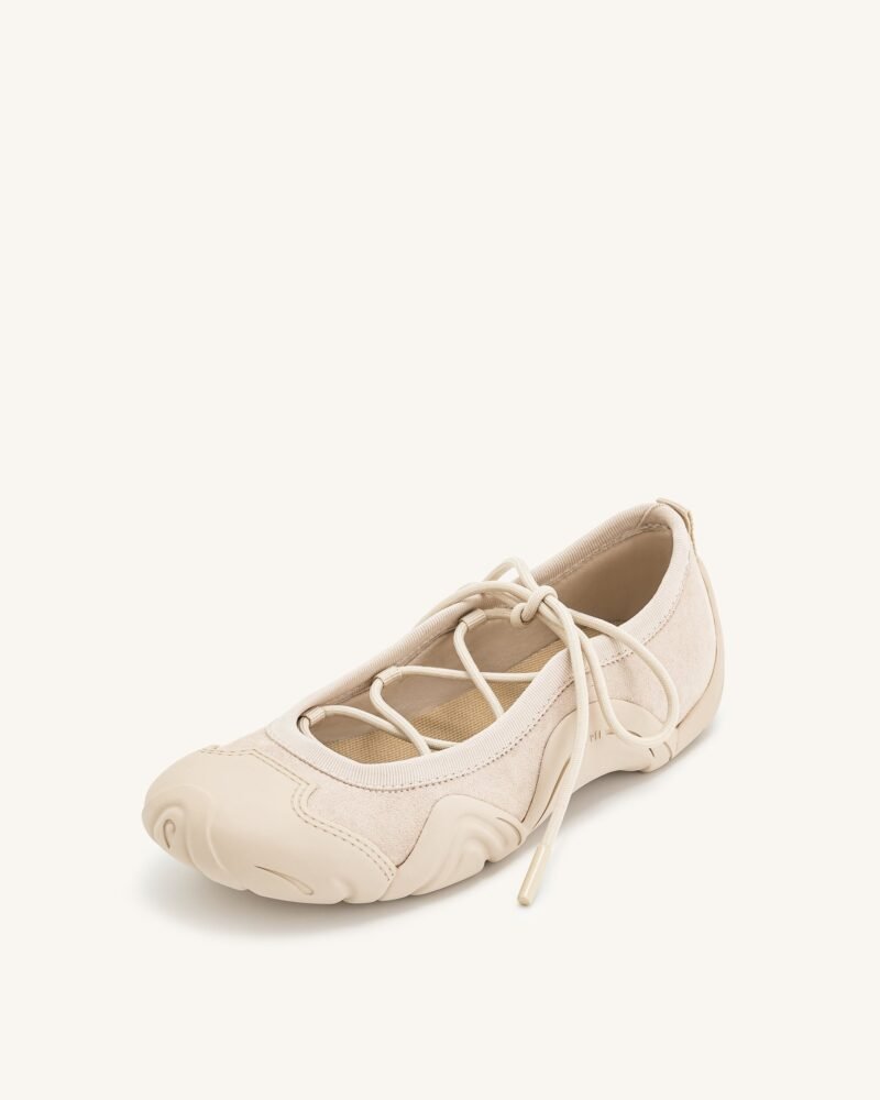 Caitlin Lace-up Ballerina Sneakers  - Beige - Image 5