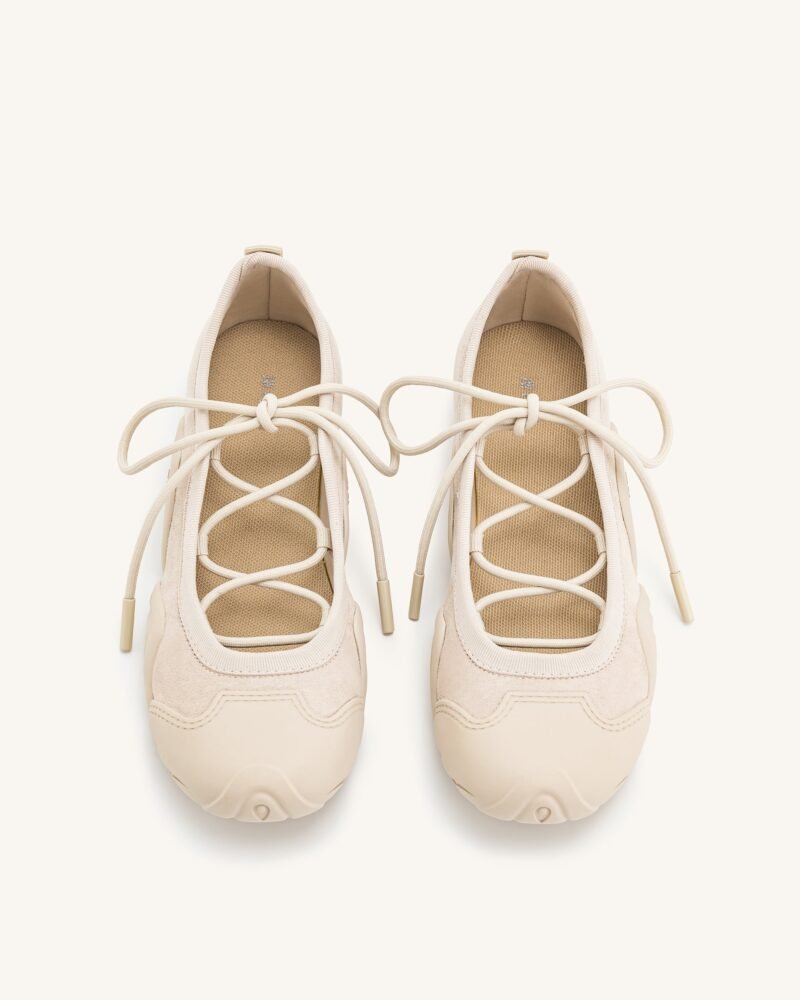 Caitlin Lace-up Ballerina Sneakers  - Beige - Image 3