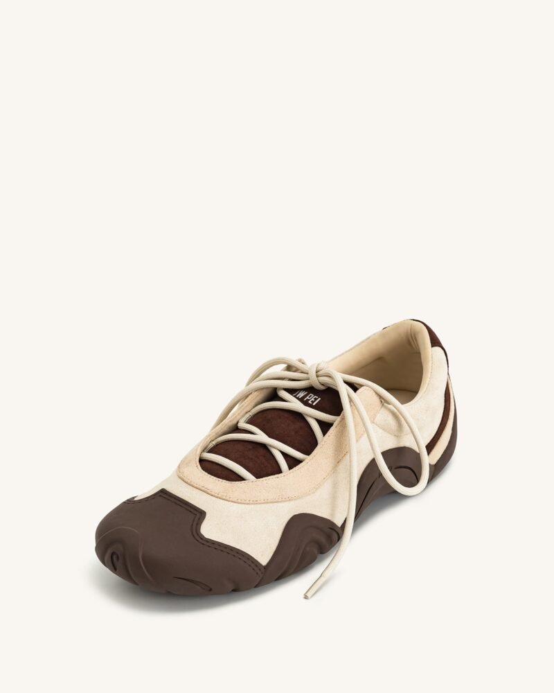 Caitlin Lace-up Ballerina Sneakers - Light Brown - Image 5