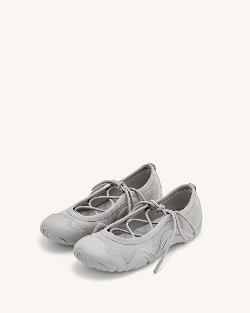 Caitlin Lace-up Ballerina Sneakers  - Grey - Image 2