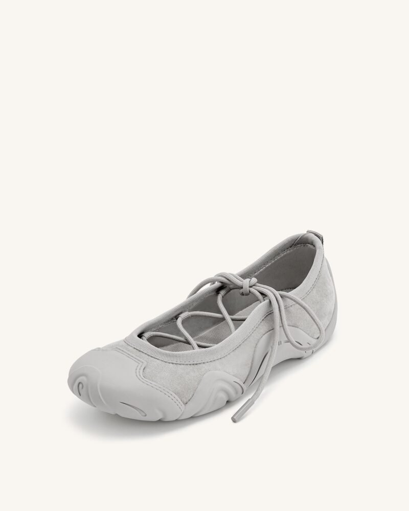 Caitlin Lace-up Ballerina Sneakers  - Grey - Image 5