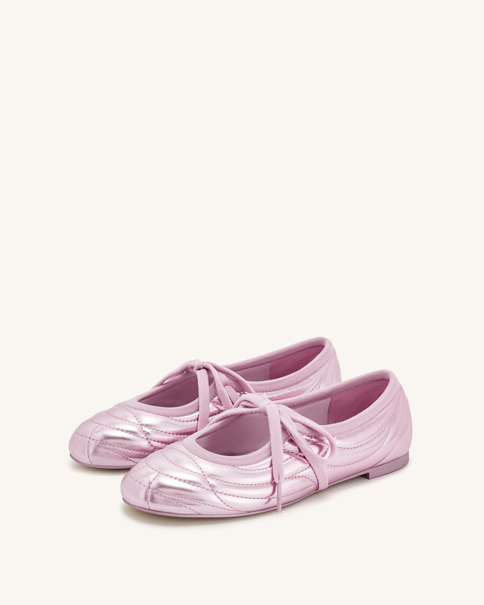 JF30619-4_SIDE1_c75af8b5-f3e0-45a0-996f-8d124da9e631 Erika Topstitching lace-up ballet Flats- Pink - Image 2
