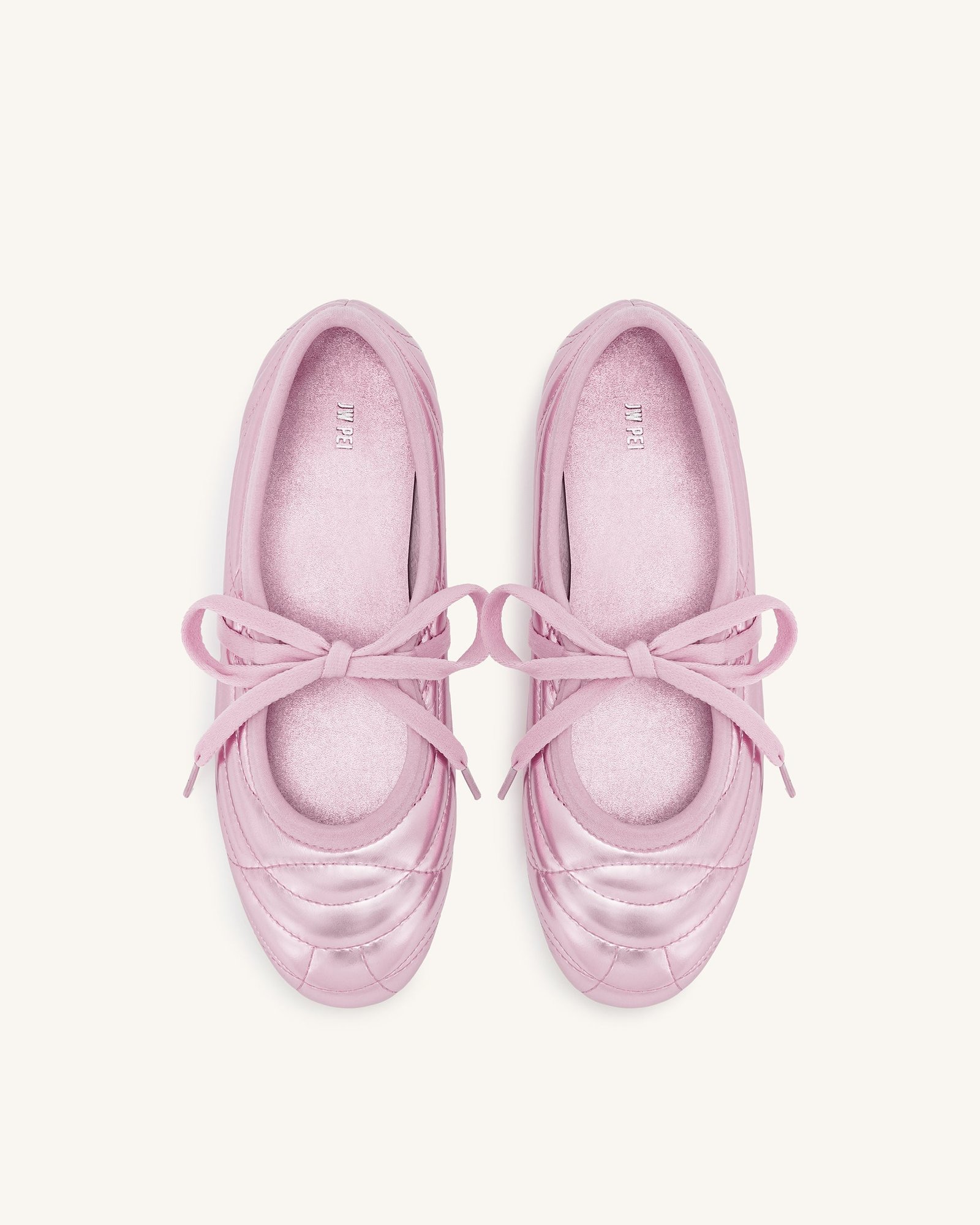 JF30619-4_SIDE2_58d21075-6069-4410-afc2-2457be8cba9b Erika Topstitching lace-up ballet Flats- Pink - Image 3