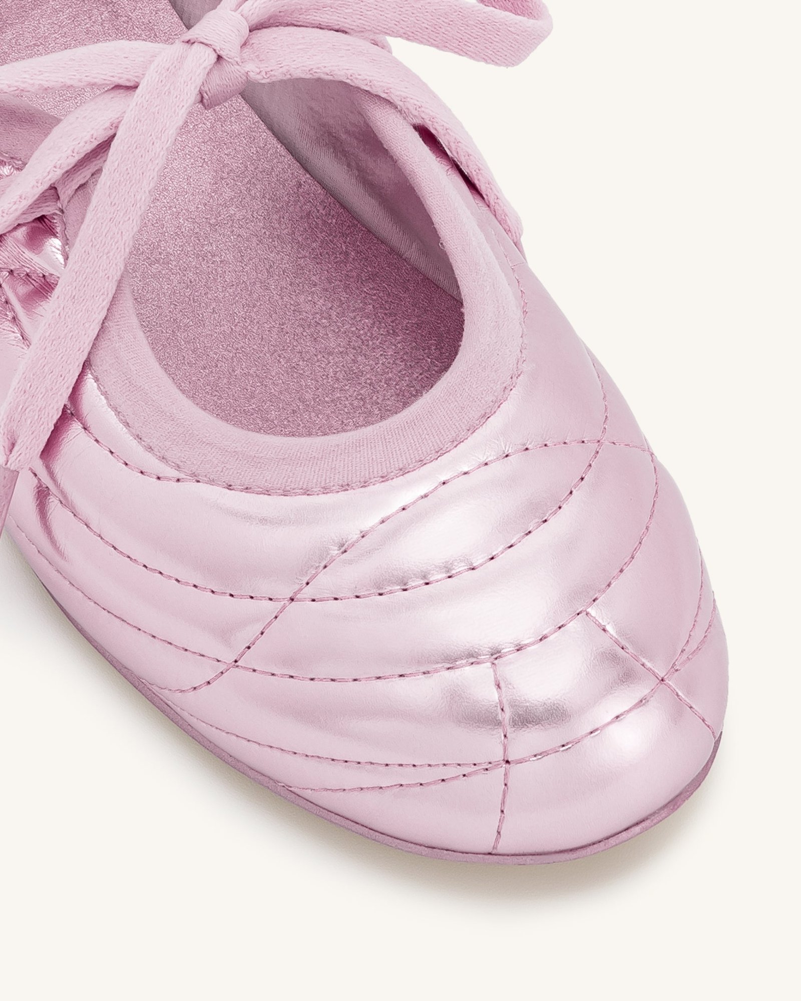 JF30619-4_SIDE3_a694a445-28c1-41d5-a3f7-0aa713436376 Erika Topstitching lace-up ballet Flats- Pink - Image 5