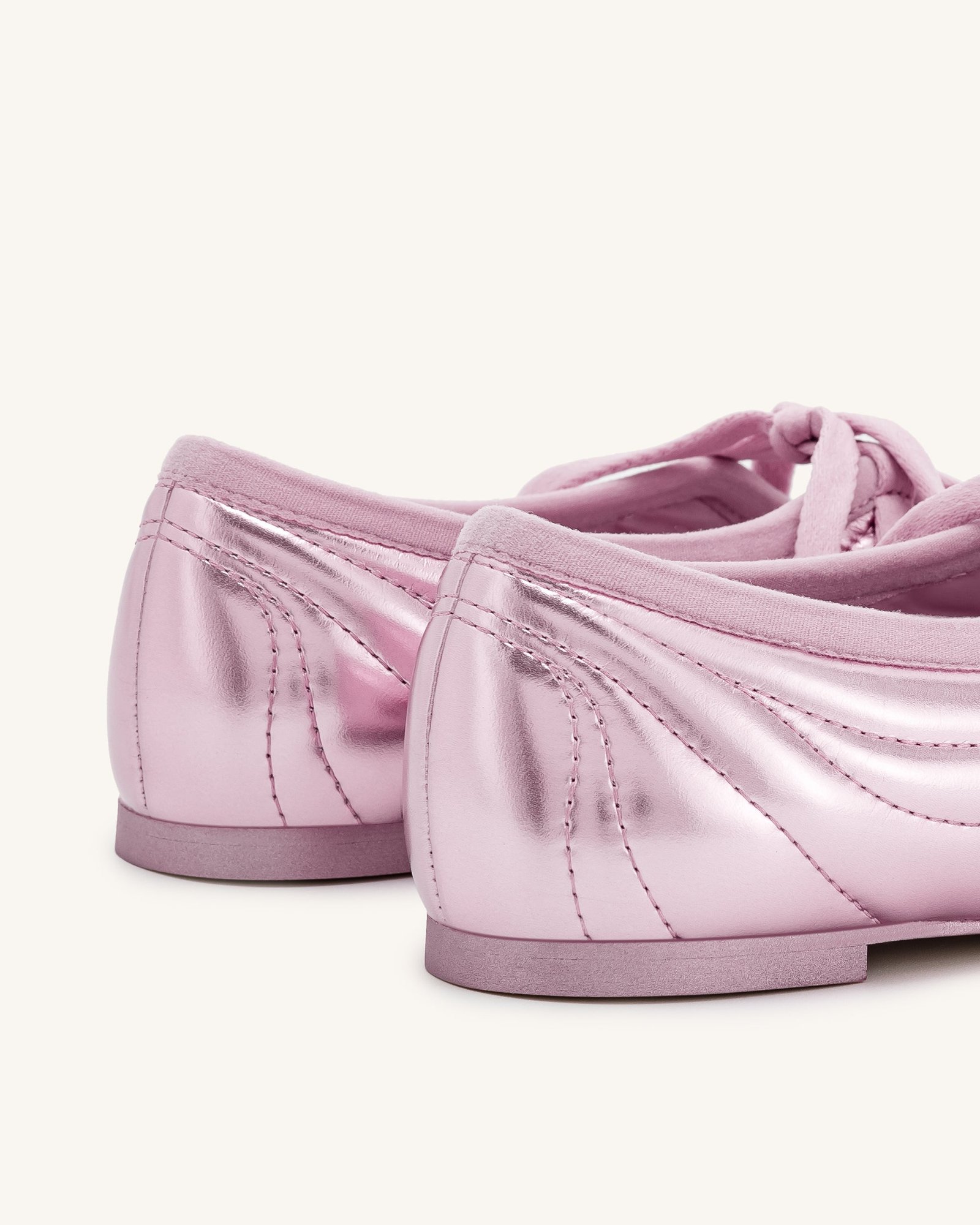 JF30619-4_SIDE_4310323b-c362-4482-b10d-d6df741c096c Erika Topstitching lace-up ballet Flats- Pink - Image 4