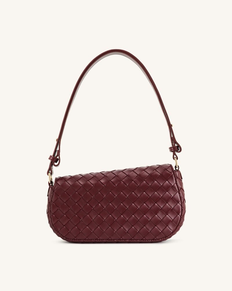 Addisyn Weave Texture Shoulder Bag - Burgundy - Image 3