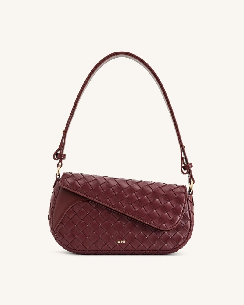 Addisyn Weave Texture Shoulder Bag - Burgundy - Image 1