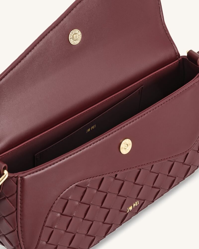 Addisyn Weave Texture Shoulder Bag - Burgundy - Image 4