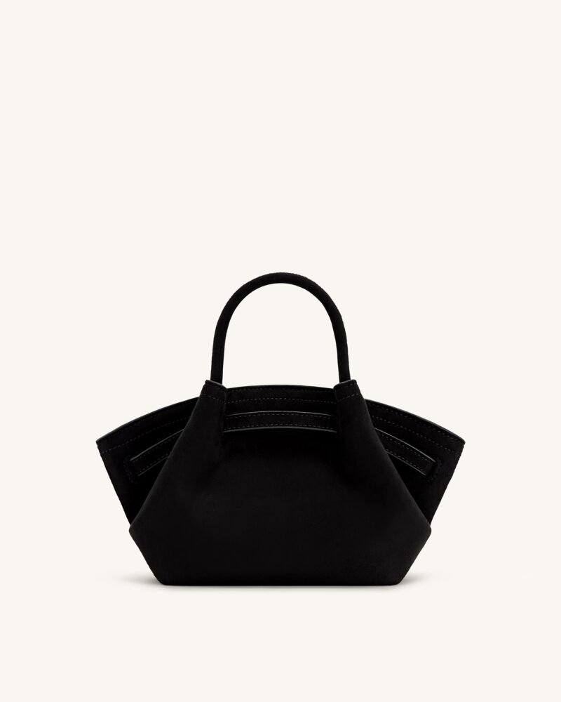 Hana Mini Faux Suede Tote Bag - Black - Image 4