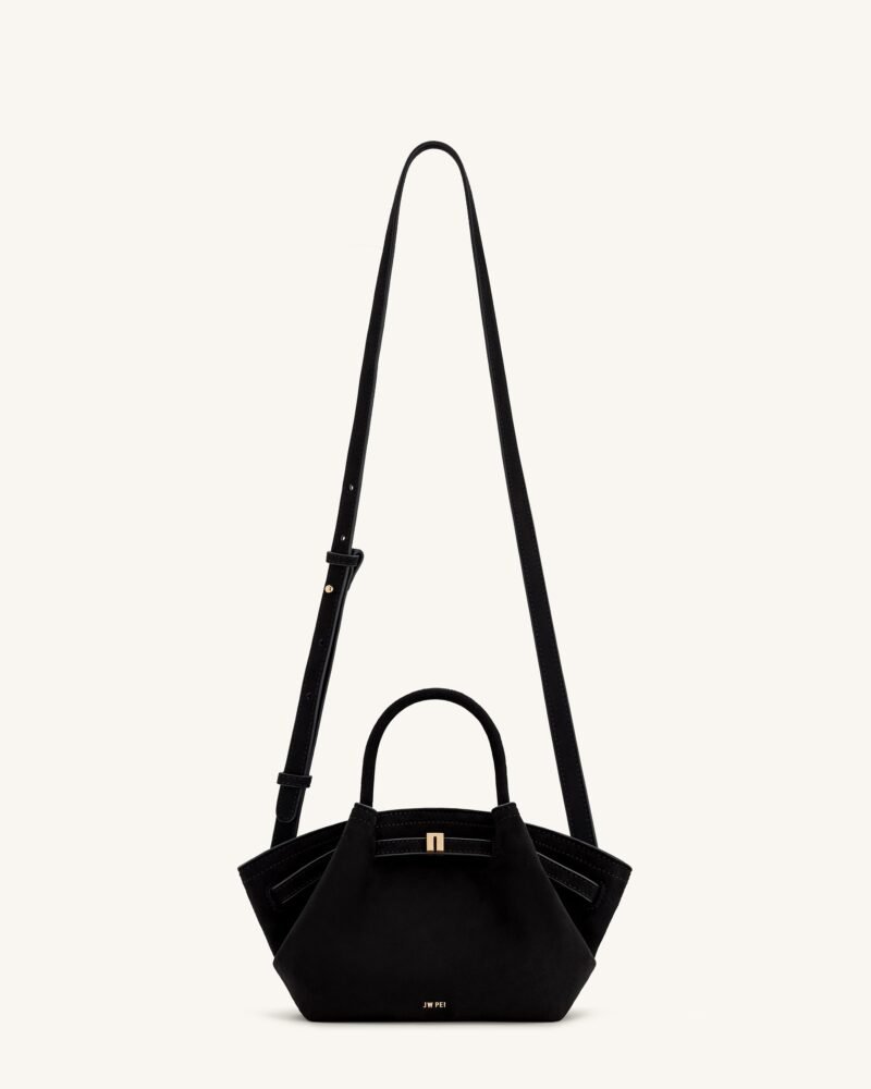 Hana Mini Faux Suede Tote Bag - Black - Image 2