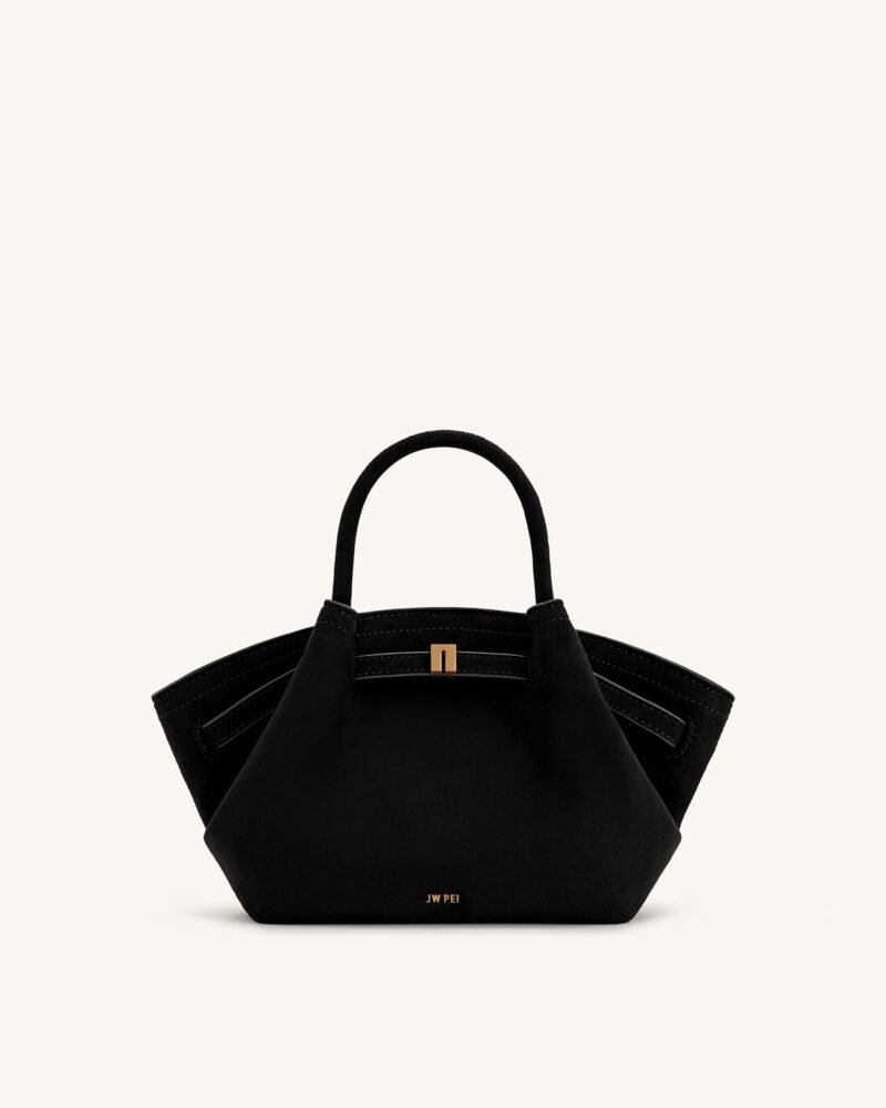Hana Mini Faux Suede Tote Bag - Black - Image 1