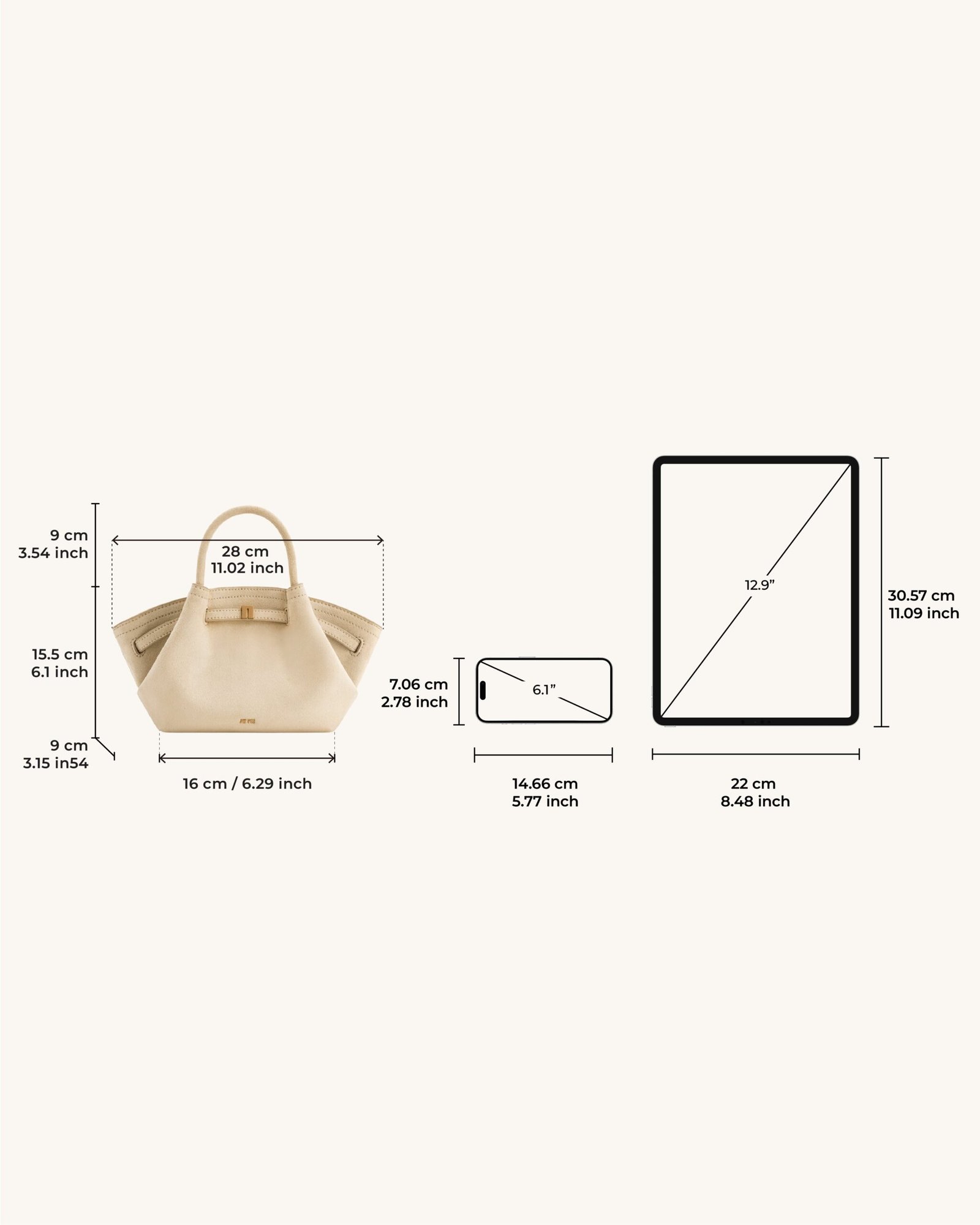 JH306A03-2.png Hana Mini Faux Suede Tote Bag - Off White - Image 7