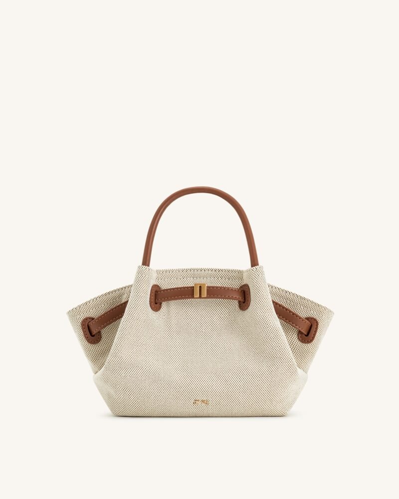 Hana Mini Tote Bag - Brown Canvas - Image 1