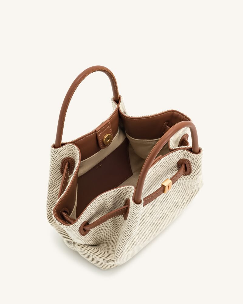 Hana Mini Tote Bag - Brown Canvas - Image 5