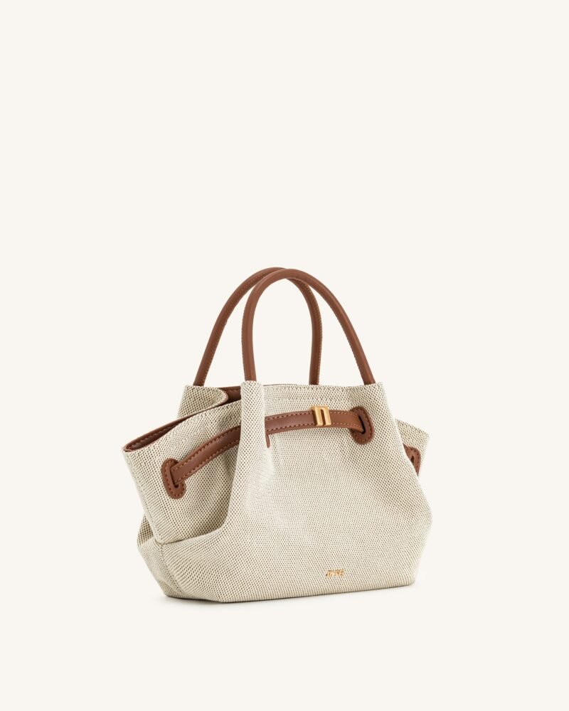 Hana Mini Tote Bag - Brown Canvas - Image 3