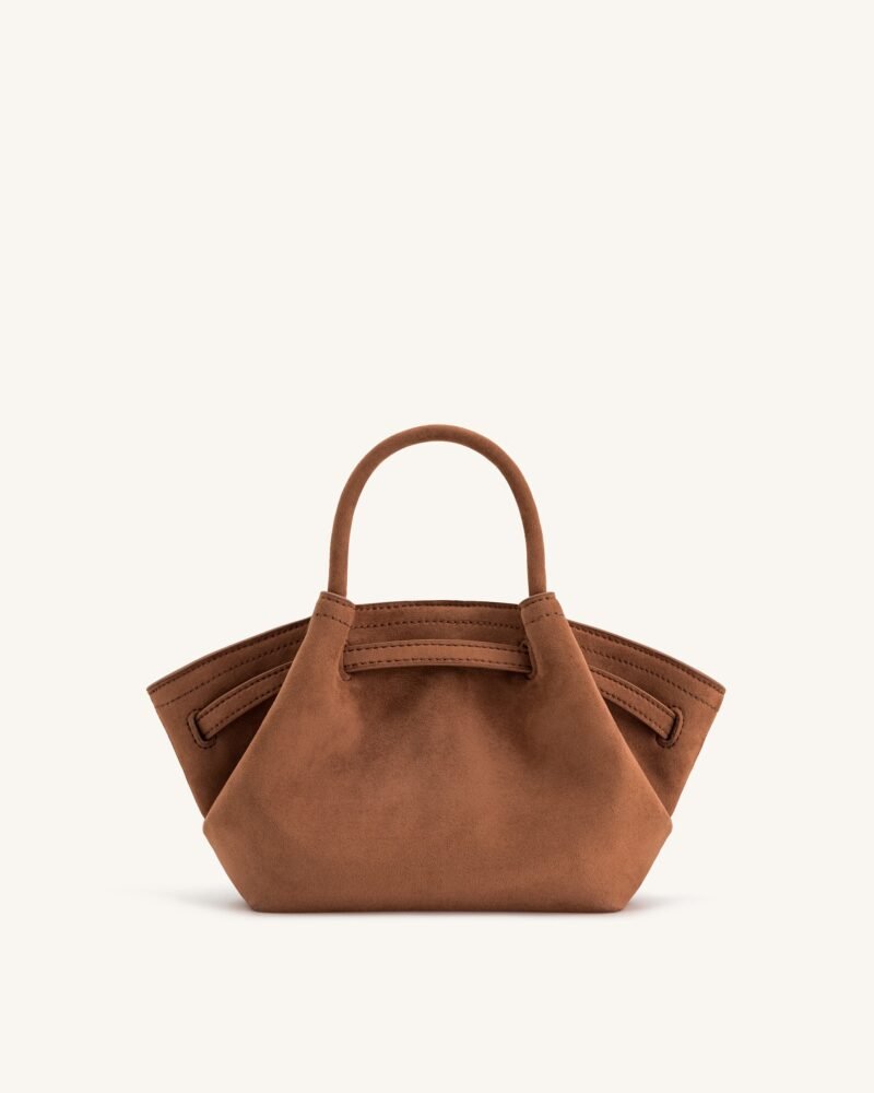 Hana Mini Faux Suede Tote Bag - Brown - Image 5