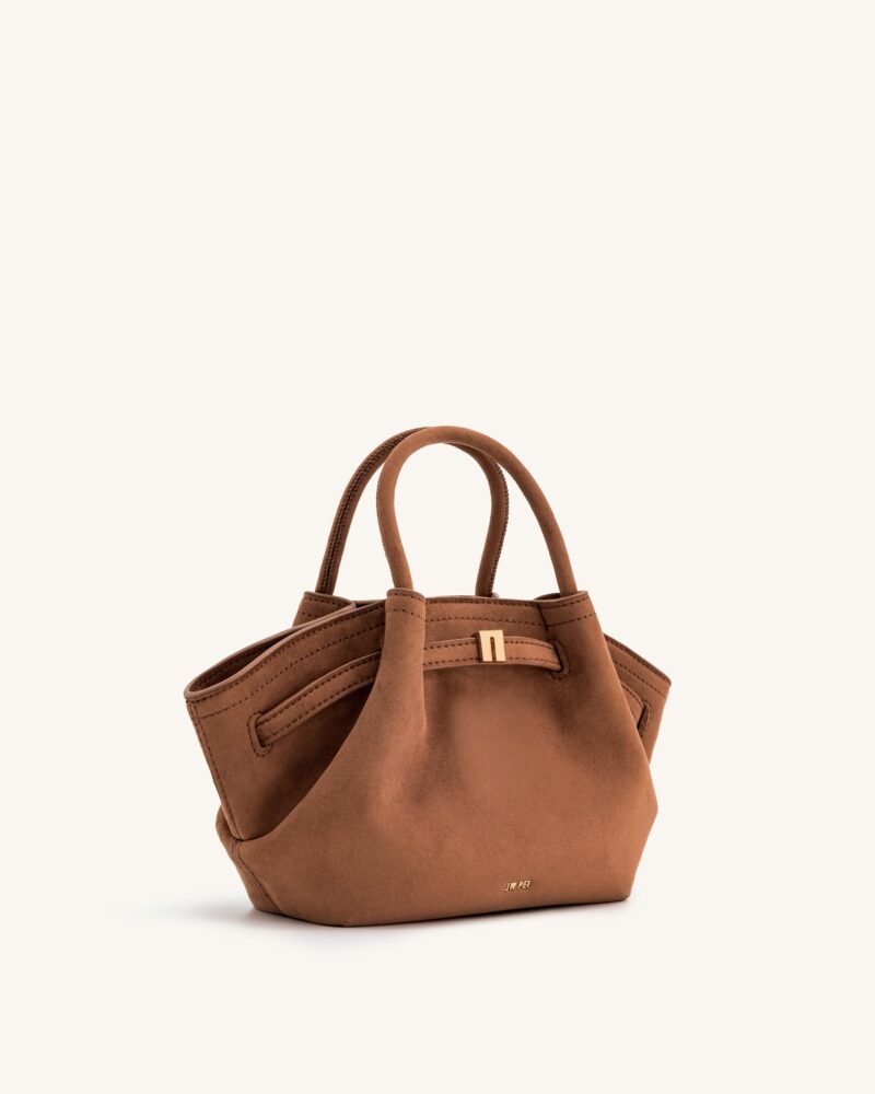 Hana Mini Faux Suede Tote Bag - Brown - Image 4