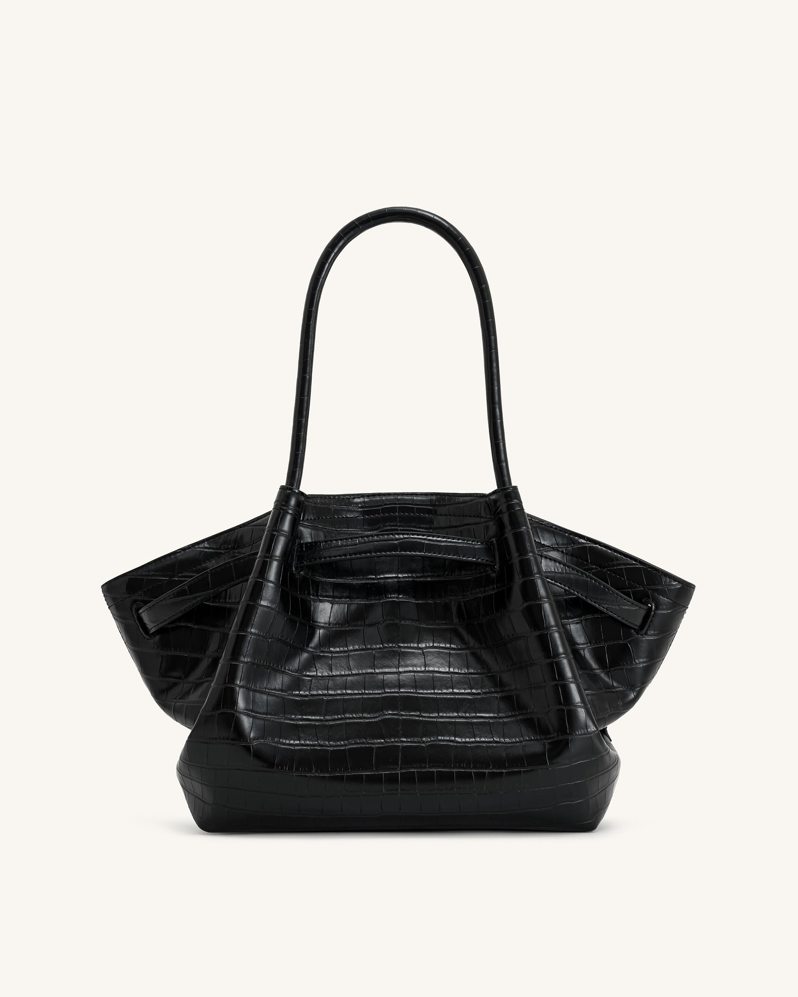 JH306B04-13-BACK Hana Medium Tote Bag - Black Croc - Image 4