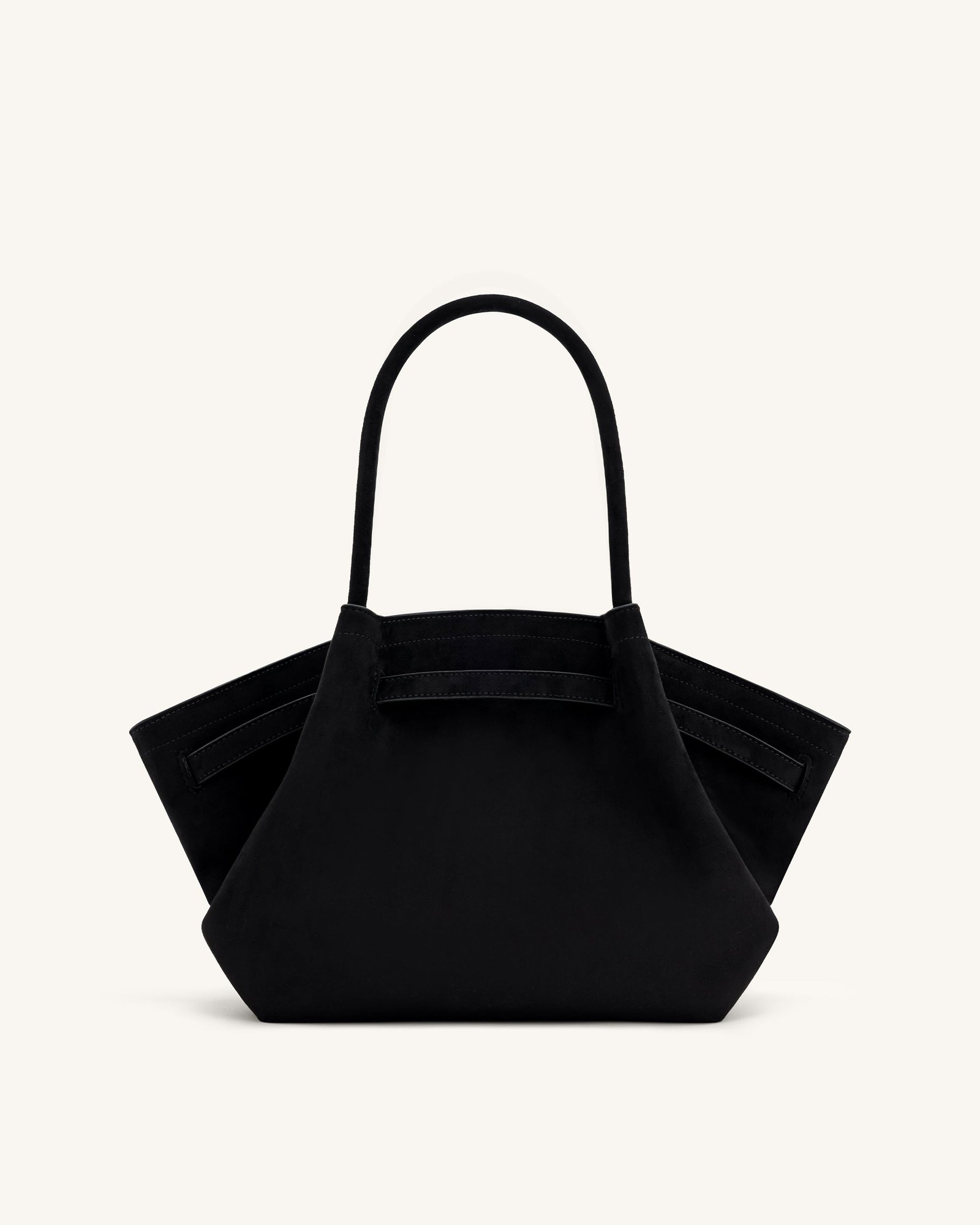 JH306B04-1_BACK Hana Medium Faux Suede Tote Bag - Black - Image 5