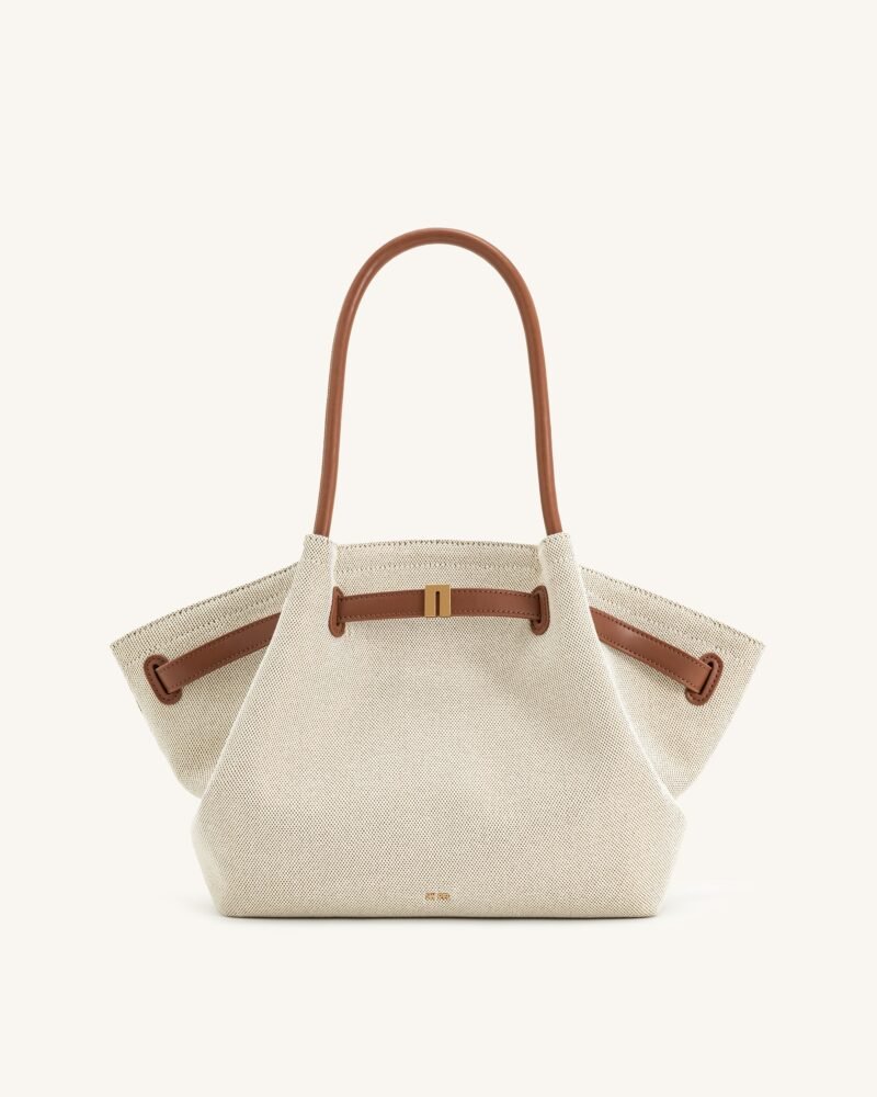 Hana Medium Tote Bag - Brown Canvas - Image 1