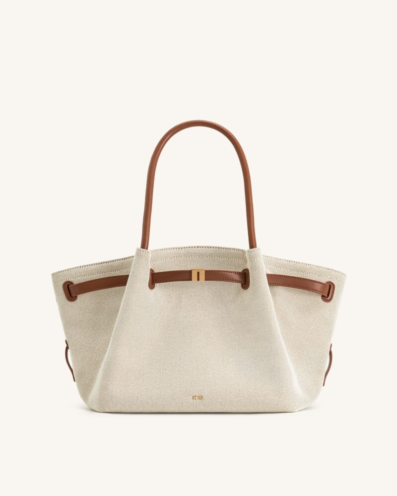 Hana Medium Tote Bag - Brown Canvas - Image 2