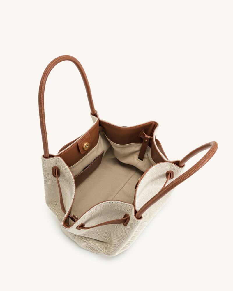 Hana Medium Tote Bag - Brown Canvas - Image 5