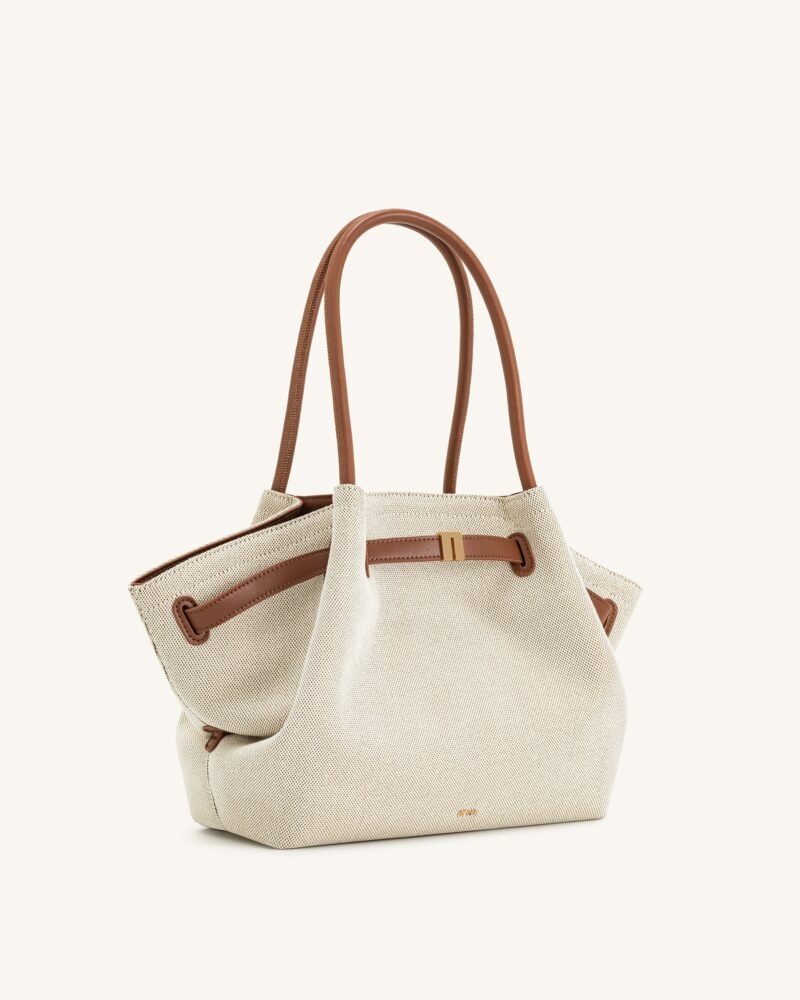 Hana Medium Tote Bag - Brown Canvas - Image 3
