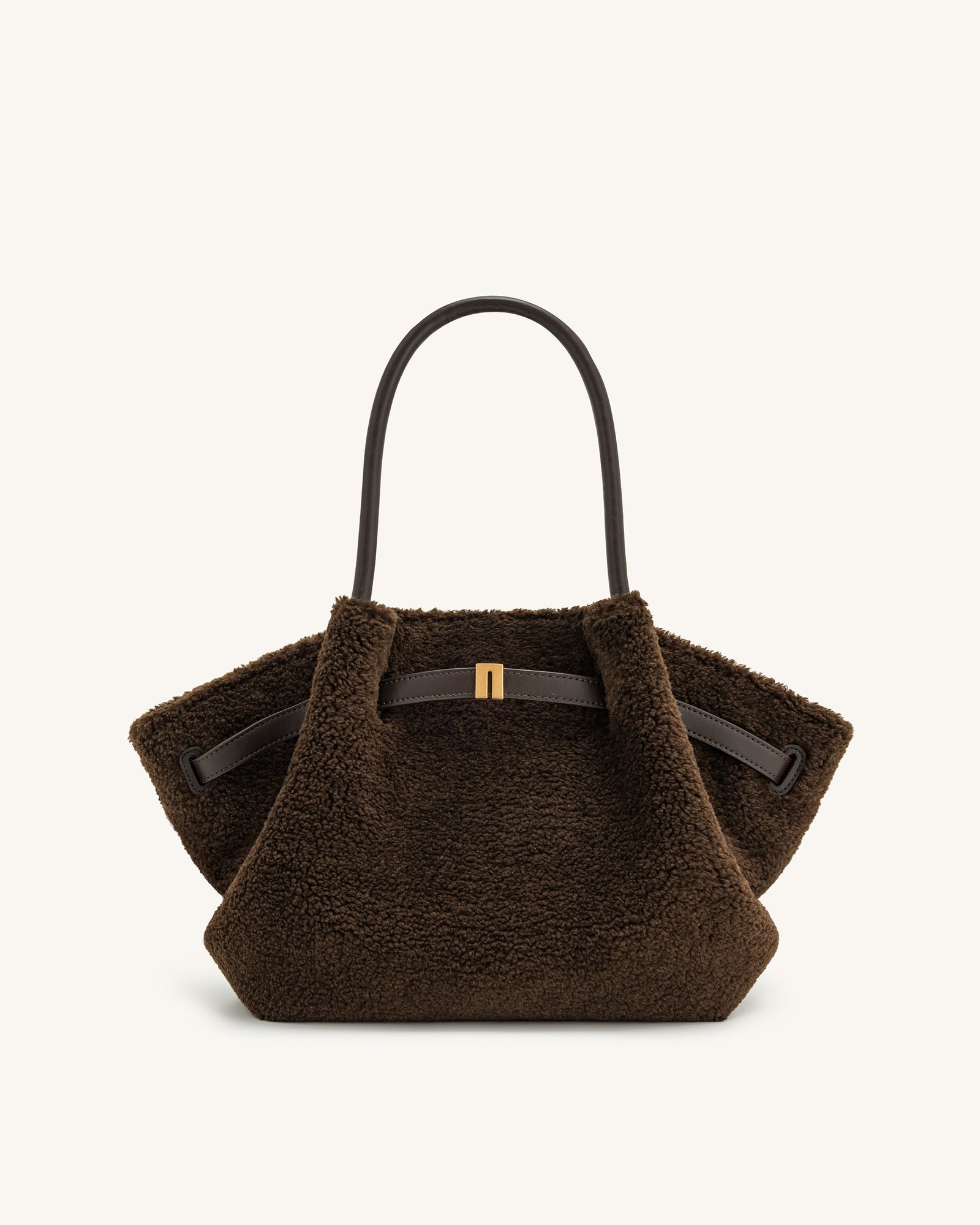 JH306B04-32-FRONT_123ab841-c939-40d0-a601-585760397003 Hana Medium Faux Fur Tote Bag - Mocha Brown - Image 1