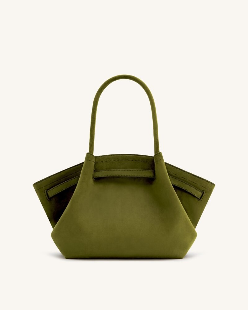 Hana Medium Faux Suede Tote Bag - Dark Olive - Image 5
